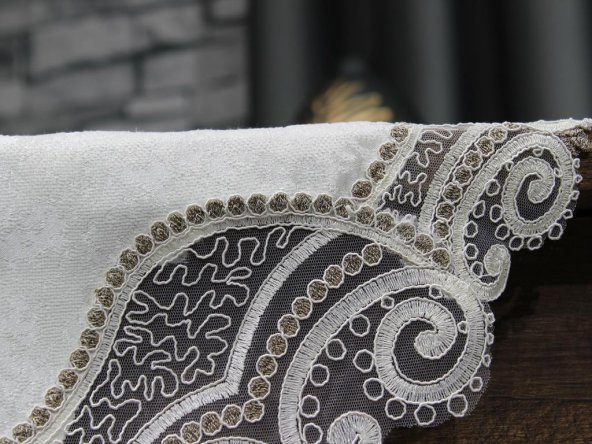 Aryen Kadife Kordone 5 Parça Salon Takımı Krem Koyu Kahve - 3