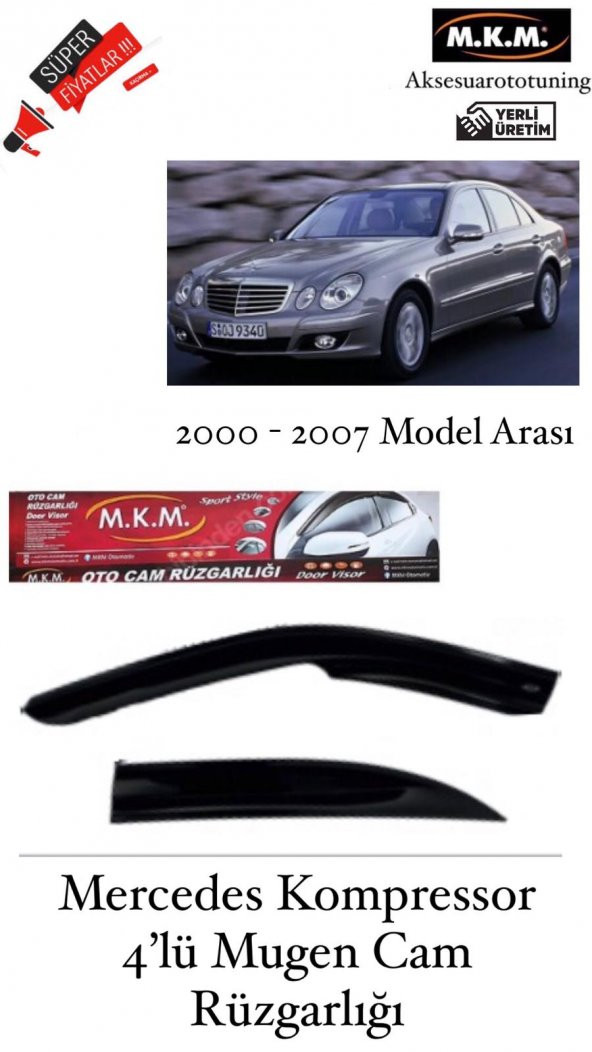 MERCEDES KOMPRESSOR 2000 - 2007 4LÜ MUGEN CAM RÜZGARLIĞI