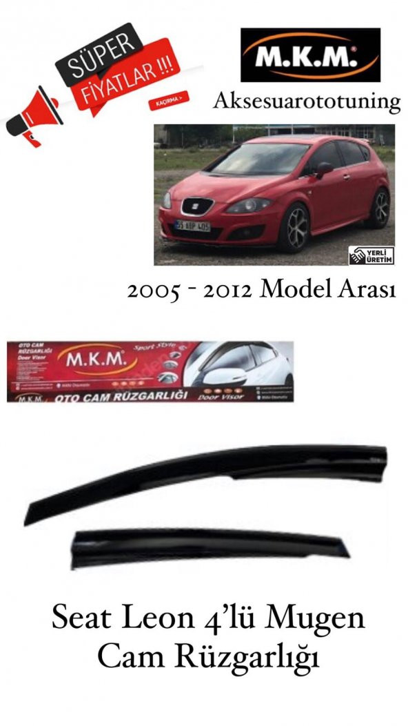 SEAT LEON 2005 - 2012 MODEL 4LÜ MUGEN CAM RÜZGARLIĞI ürün görseli 1