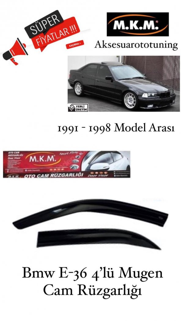 BMW E-36 1991-1998 MODEL 4LÜ MUGEN CAM RÜZGARLIĞI
