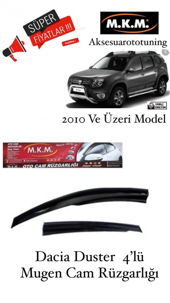 DACİA DUSTER 2010 VE ÜZERİ MODEL 4LÜ MUGEN CAM RÜZGARLIĞI
