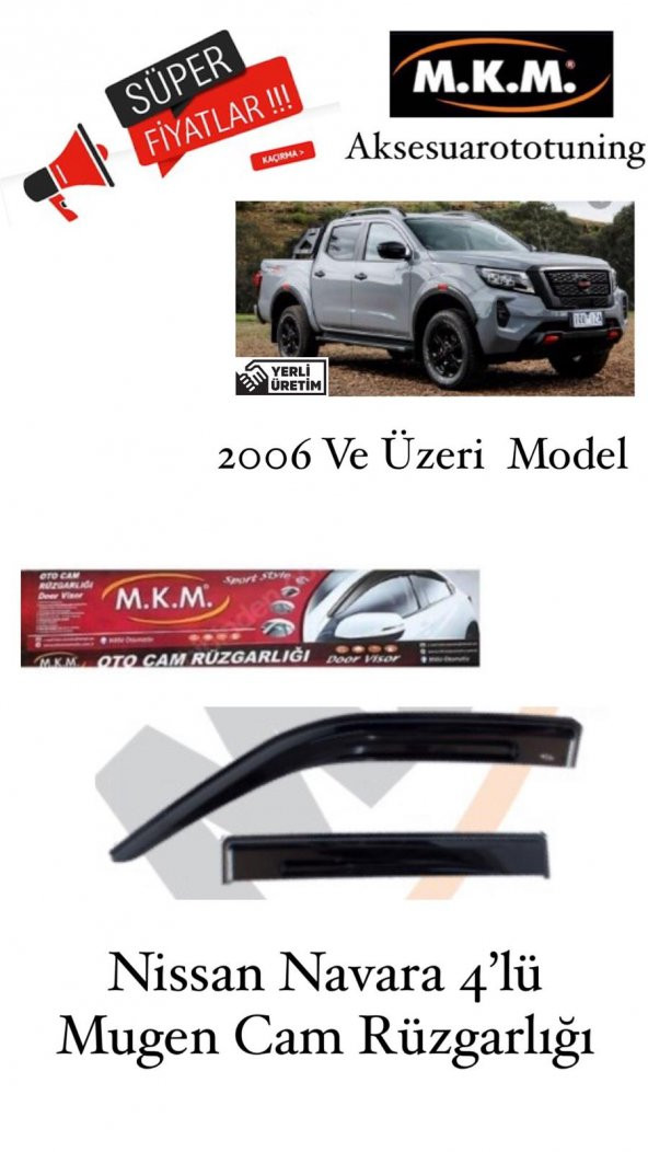 NİSSAN NAVARA 2006 VE ÜZERİ MODEL 4LÜ MUGEN CAM RÜZGARLIĞI - 1