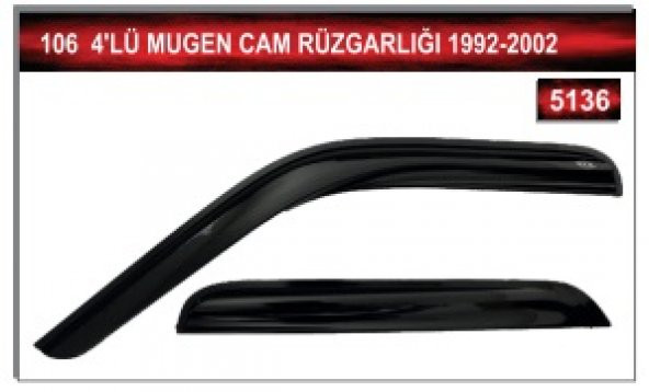 PEUGEOT 106 1992-2002 MODEL 4LÜ MUGEN CAM RÜZGARLIĞI - Resim 2