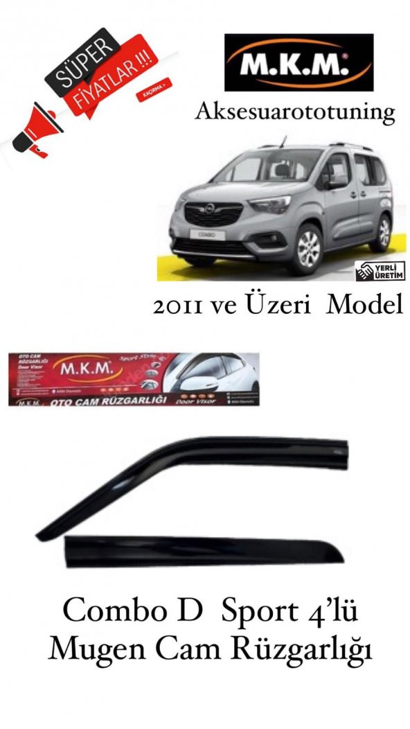 OPEL COMBO D SPORT 2011 VE ÜZERİ MODEL 4LÜ MUGEN CAM RÜZGARLIĞI ürün görseli