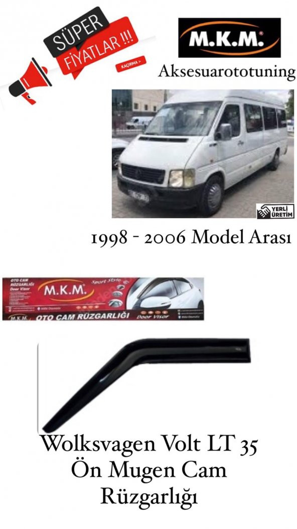 WOLKSVAGEN VOLT LT 35 1998 - 2006 MODEL ON MUGEN CAM RÜZGARLIĞI