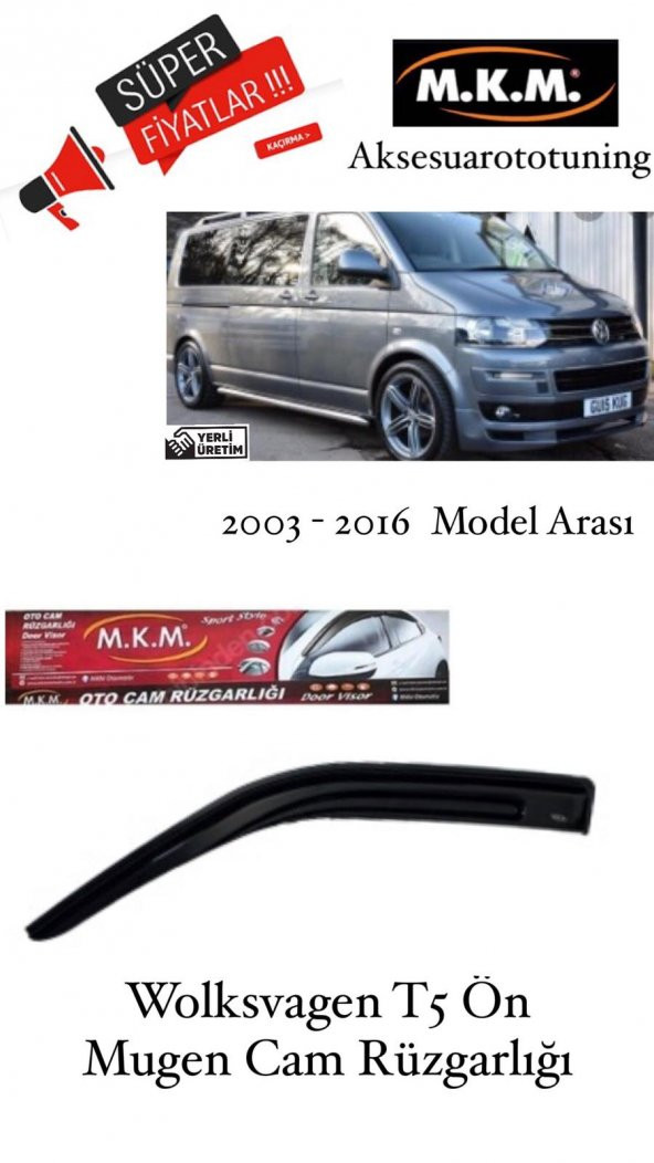 WOLKSVAGEN T5 2003 -2016 MODEL ON MUGEN CAM RÜZGARLIĞI