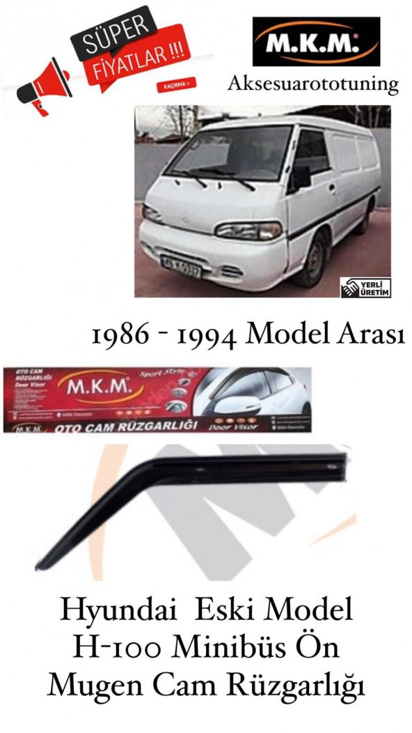 HYUNDAI E.M. H-100 MINIBUS 1986-1994 ON MUGEN CAM RÜZGARLIĞI