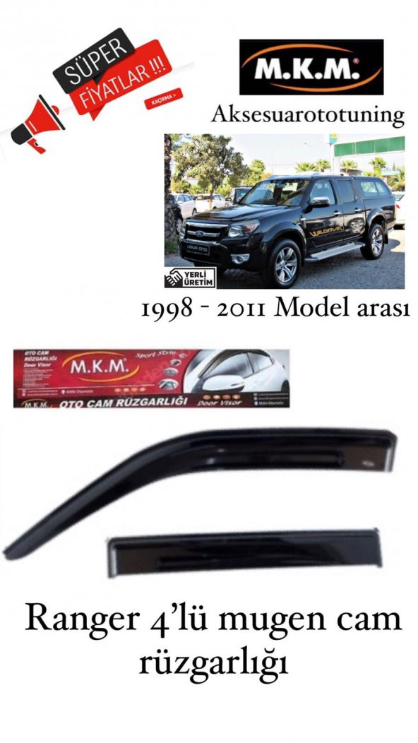 RANGER 1998 - 2011 MODEL ARASI 4LÜ MUGEN CAM RÜZGARLIGI