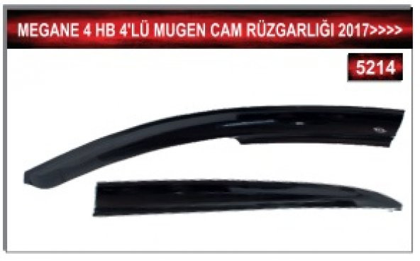 MEGANE 4 HATCHBACK 2017 VE ÜZERİ MODEL 4LÜ MUGEN CAM RÜZGARLIGI - Resim 2