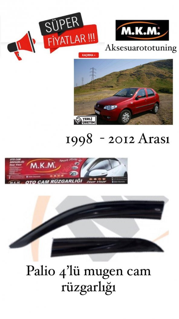 PALİO 1998 - 2012 4LÜ MUGEN CAM RUZGARLIGI ürün görseli