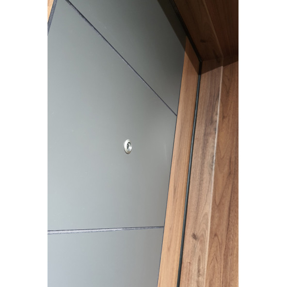 3450 Ahşap Kaplama Çelik Kapı, Tirnakli Sistem Çelik Kapi, Antrasit Düz Model Daire Kapısı - 5