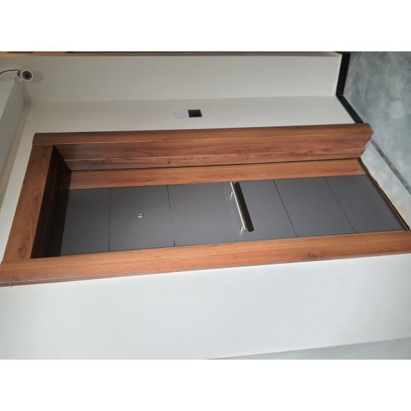 3450 Ahşap Kaplama Çelik Kapı, Tirnakli Sistem Çelik Kapi, Antrasit Düz Model Daire Kapısı - 7