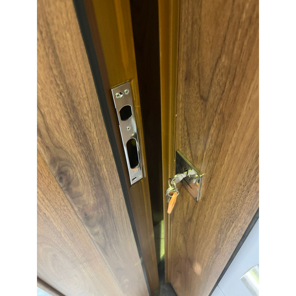 3450 Ahşap Kaplama Çelik Kapı, Tirnakli Sistem Çelik Kapi, Antrasit Düz Model Daire Kapısı - 9