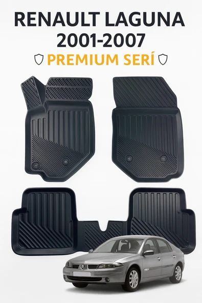 Black Gold Renault Laguna 2001–2007 Uyumlu 3D Kauçuk Oto Paspas – Premium Seri ürün görseli