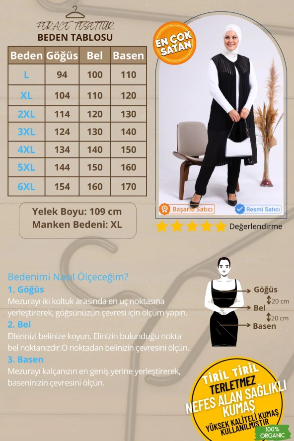 Kadin Buyuk Beden Transparan Taşlı Uzun Yelek - 2