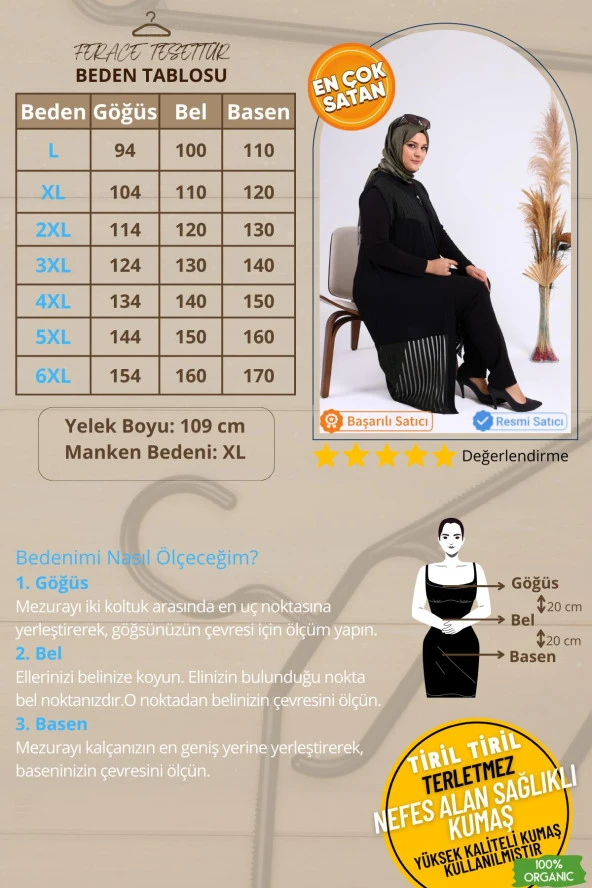 Kadin Buyuk Beden Transparan Taşlı Uzun Yelek - 8