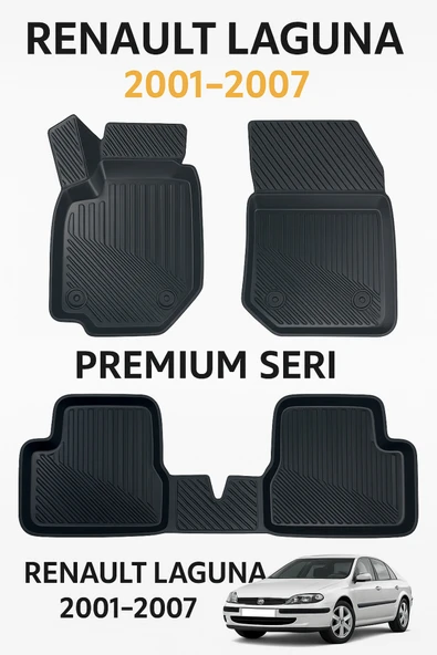 Black Gold Renault Laguna 2001–2007 Uyumlu 3D Kauçuk Oto Paspas – Premium Seri - Resim 2