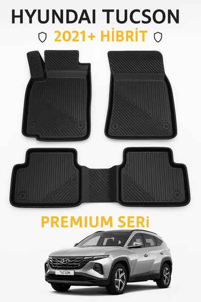 Black Gold Hyundai Tucson 2021+ Hybrid 3D Havuzlu Oto Paspas | Araca Özel, Kaymaz & Koku Yapmaz Kauçuk