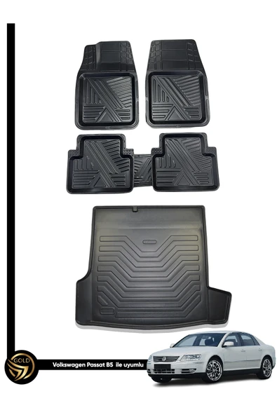 Black Gold Volkswagen Passat B5 3D Zebra Oto Paspas Ve Araca Özel Kauçuk Bagaj Havuzu Seti ürün görseli