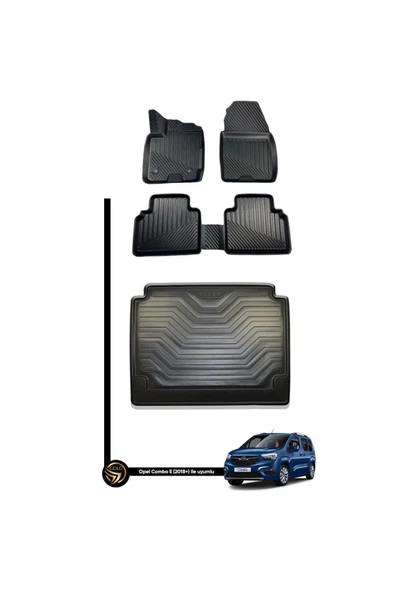 Black Gold Opel Combo E 2019-2024 3D Havuzlu Paspas + Bagaj Havuzu İkili SET ürün görseli
