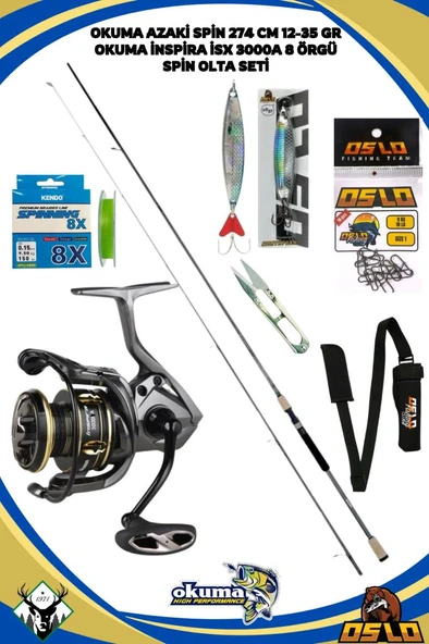 Okuma Azaki Spin 274 cm 12-35gr Okuma İnspira ISX-3000A 8 Örgü Spin Olta Seti ürün görseli