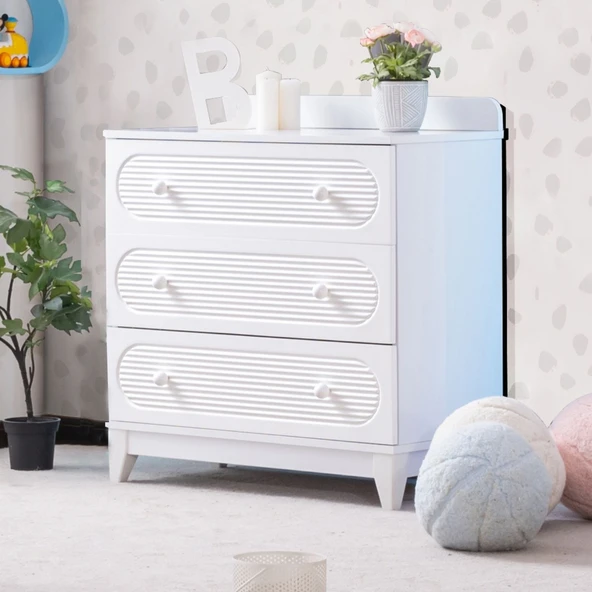 Şifonyer, Perla 3 Çekmeceli Şifonyer - Beyaz