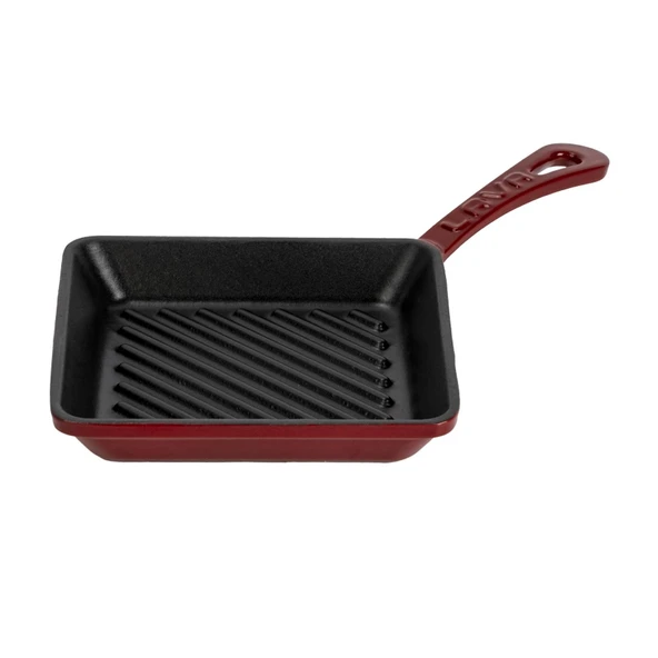 Lava Döküm Mini Kare Izgara Tava Döküm Demir Yekpare Saplı Ölçü 16x16cm. - Resim 2