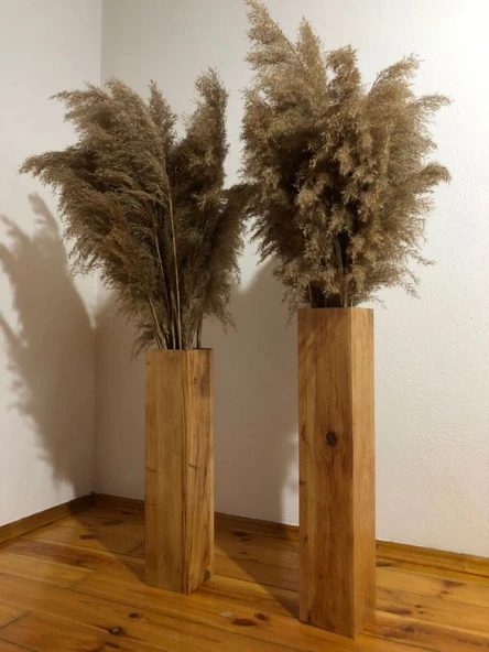 Masif Ahşap Dekorotif Desenli Çiçeklik 2 Li DRK740-Sihirliekran-Darkoob