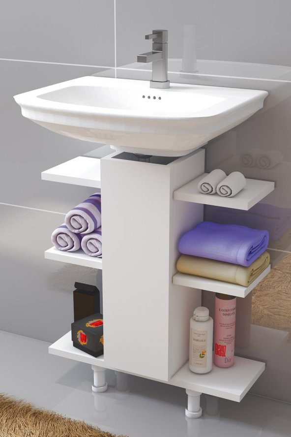 Lavabo Altı Raf Dolap Lavabo Altı Boru Kapatıcı Aksesuar Dekoratif Raf Banyo Düzenleyici - 3