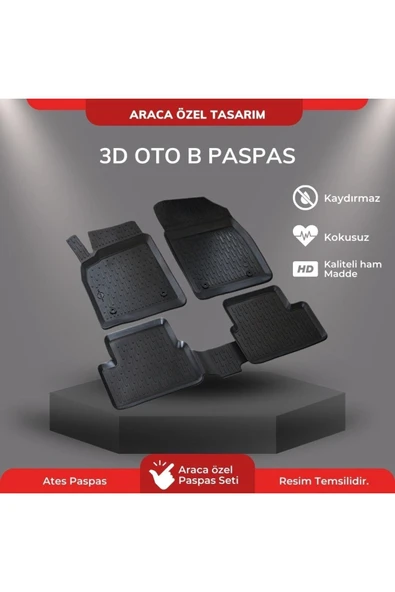 atesaksesuar Peugeot 301 Paspas 3d Uyumlu Havuzlu B Paspas - Resim 3