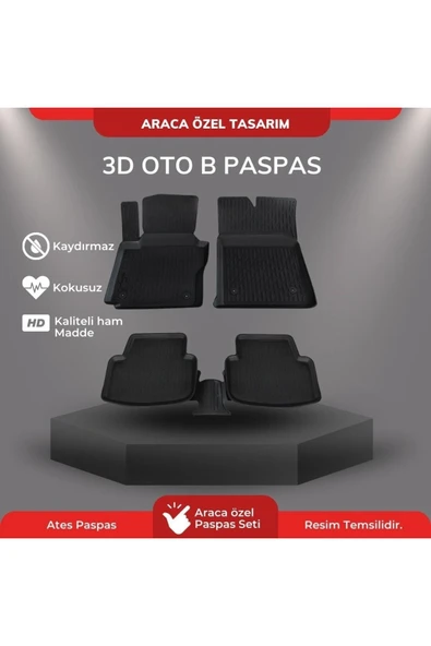 atesaksesuar Peugeot 301 Paspas 3d Uyumlu Havuzlu B Paspas - Resim 2