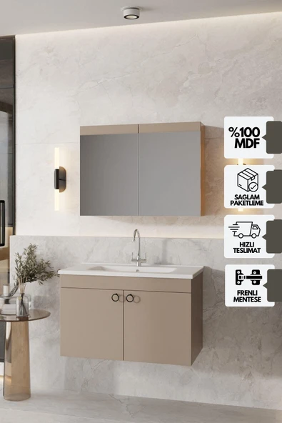 Karen Banyo Dafne 85 Cm, Mdf Lavabolu Banyo Dolabı Seti, Mdf - 1
