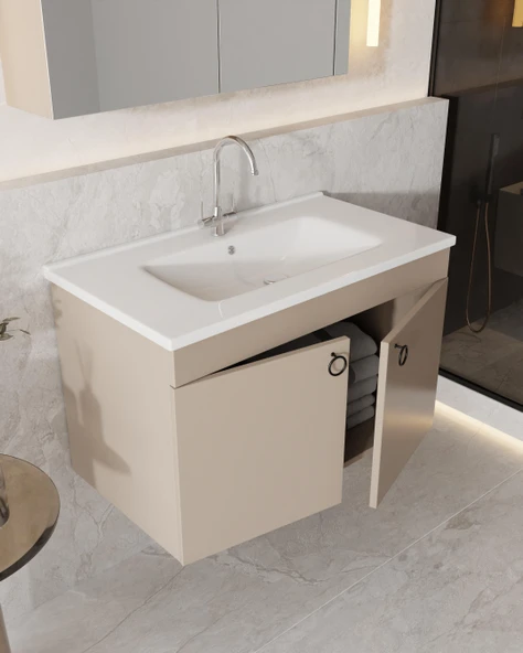 Karen Banyo Dafne 85 Cm, Mdf Lavabolu Banyo Dolabı Seti, Mdf - 2