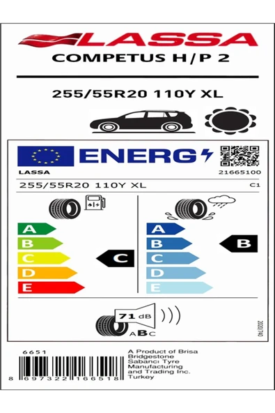 Lassa 255/55R20 110Y Xl Competus H/P 2 (4X4-Suv) Yaz Lastiği (Üretim Yılı:2020) - 2