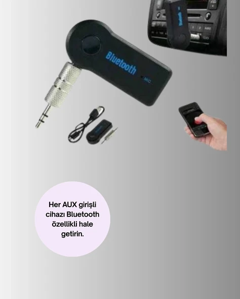Araç İçi Bluetooth AUX Adaptörü ve Telefon Görüşme Cihazı - 2