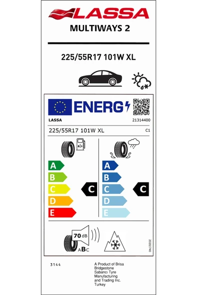 Lassa 225/55R17 101W Xl M+S Sfm Multıways 2 Oto 4Mevsim Lastiği (Üretim Yılı:2024) - 4