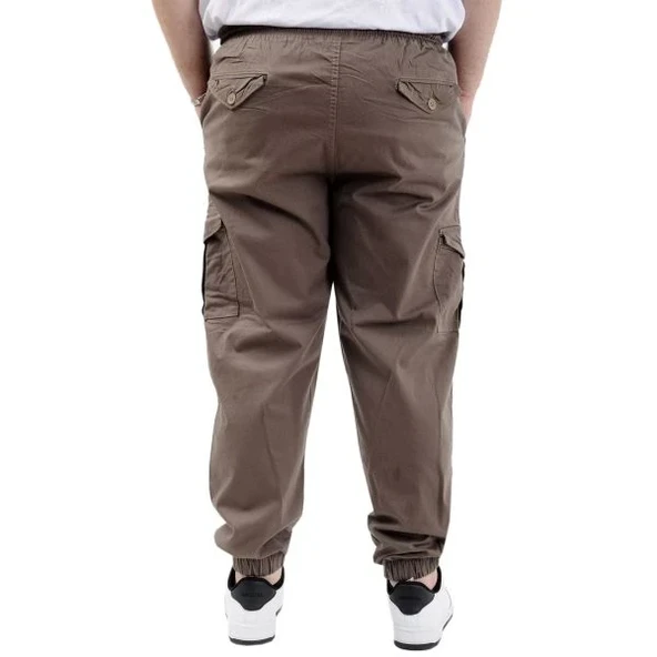 Büyük Beden Keten Kargo Jogger Valencia 21911 Toprak - 4