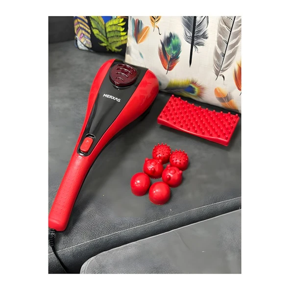 Merxas SL-222A Kırmızı Çift Başlıklı Paletli Masaj Aleti Sırt Bacak Kol Tüm Vücut Masaj Cihazı - 5