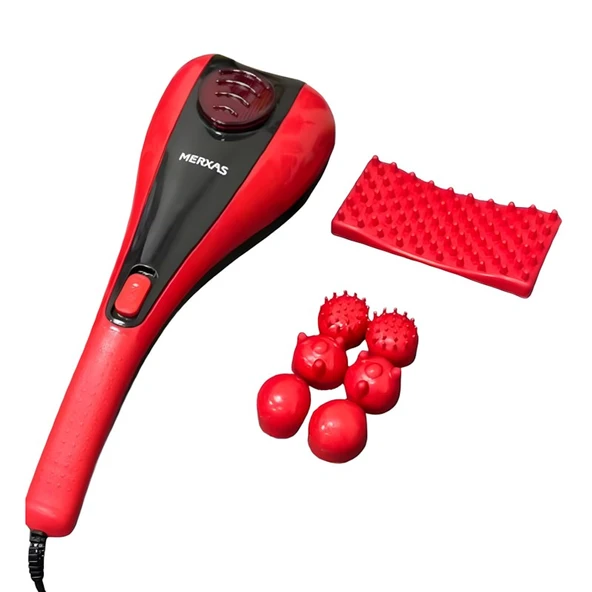 Merxas SL-222A Kırmızı Çift Başlıklı Paletli Masaj Aleti Sırt Bacak Kol Tüm Vücut Masaj Cihazı