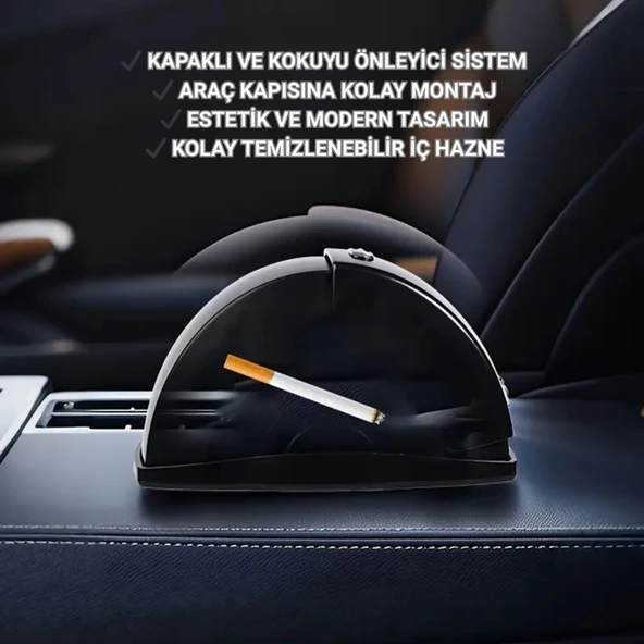 Polham Araç İçi Cam Kenarı Küllük, Kapaklı Kül Dağılma ve Koku Önleyici Küllük, Araç Kapı Küllüğü - 5