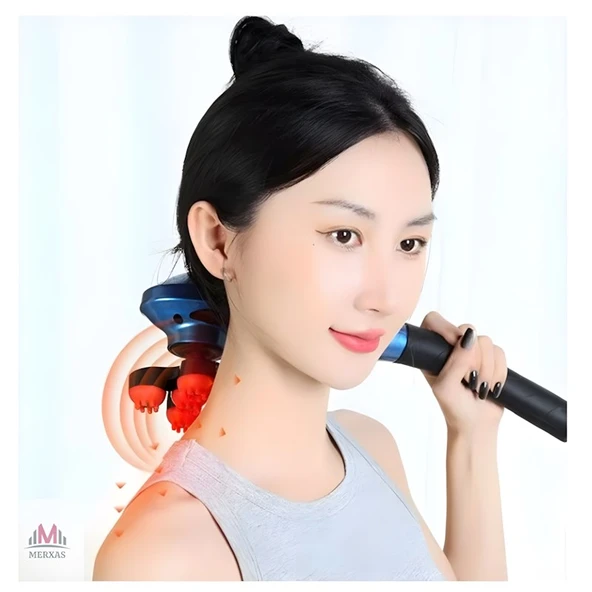 Merxas TK-916 Bölgesel Şarjlı Dijital Vücut Masaj Aleti Kablosuz 6 Başlıklı Sırt Vücut Masaj Aleti - 3