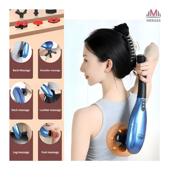 Merxas TK-916 Bölgesel Şarjlı Dijital Vücut Masaj Aleti Kablosuz 6 Başlıklı Sırt Vücut Masaj Aleti - 5
