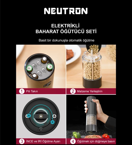 Neutron NTL-PG-33D Elektrikli Çiftli Baharat Öğütücü - 5