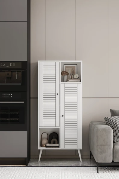 LUMEN ÇOK AMAÇLI MDF BEYAZ KİLER-MUTFAK DOLABI 160x70 cm - 2