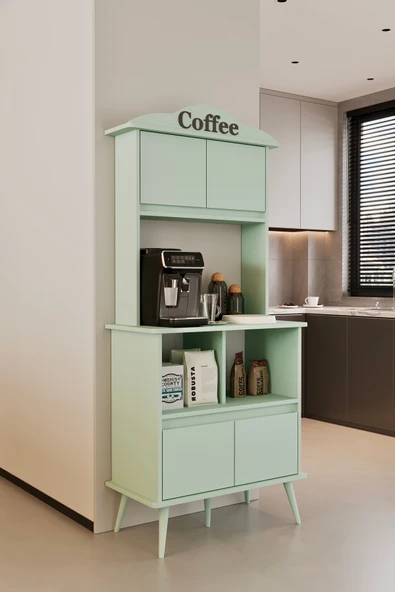 Forme MDF mint yeşili raflı kahve köşesi 172 cm - 2