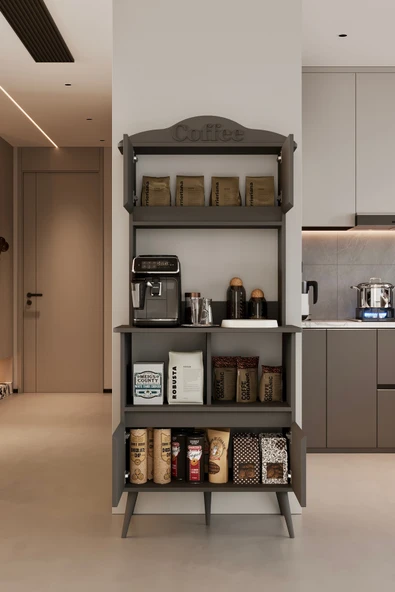 Forme MDF gri raflı kahve köşesi 172 cm - 3