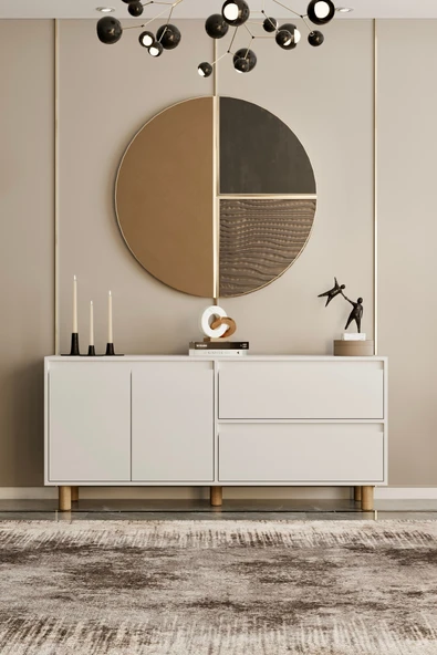 Mila beyaz mdf 160 cm raflı konsol