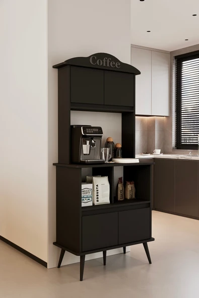 Forme MDF siyah raflı kahve köşesi 172 cm - 2