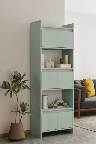 Modo MDF mint yeşili Raflı Kapaklı Kitaplık 176 cm - 2