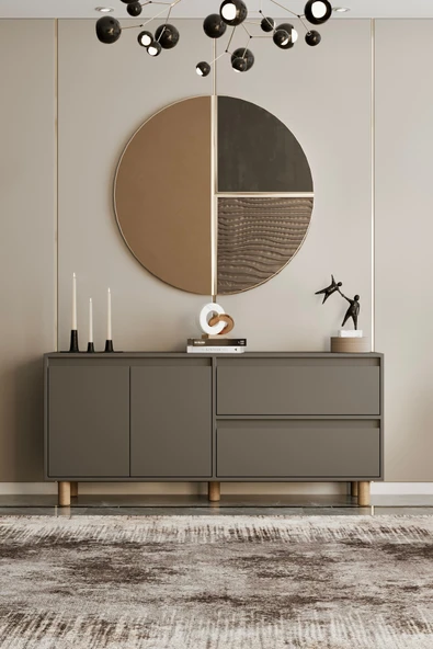 Mila gri mdf 160 cm raflı konsol